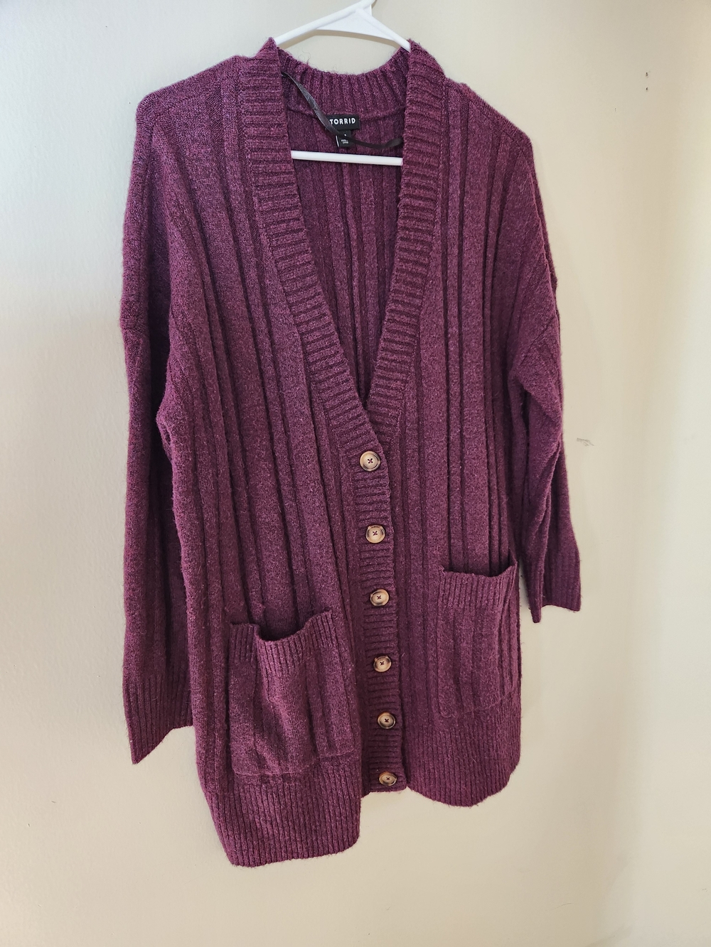 Torrid Deep Plum Ribbed Button Cardigan L Large
